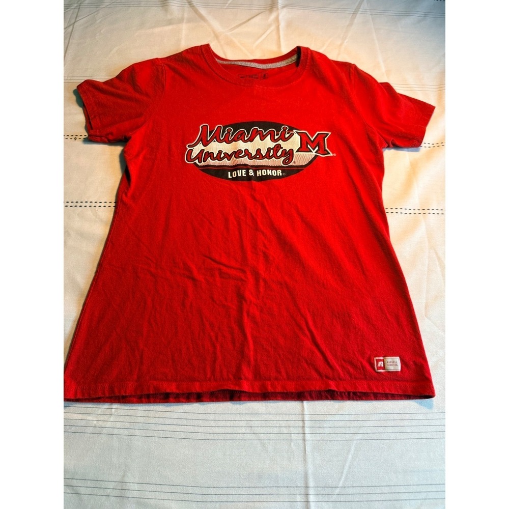 Russell Athletic Miami University Love & Honor Red Graphic T-Shirt Mens Medium